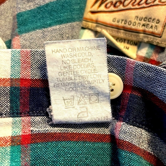 Woolrich Vintage Green‎ Navy Red Plaid Short Sleeve Button Down Size XL - Picture 7 of 7